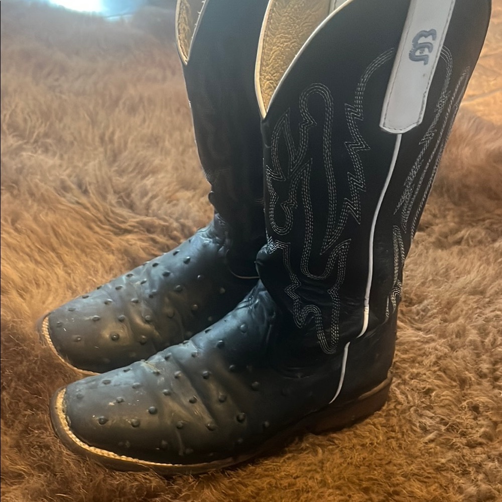 Anderson Bean Black Leather Western Boots